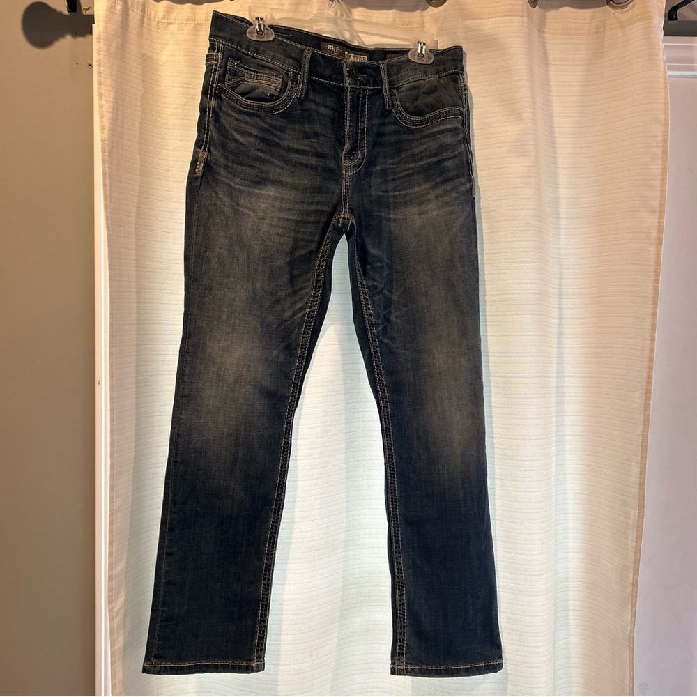 BKE Buckle Mens Carter Jeans 32S Straight Leg Medium to Dark Wash